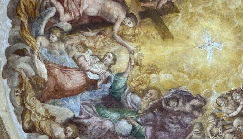 Vista particolare affresco cupola del Santuario della Madonna di Costantinopoli a Marsico Nuovo